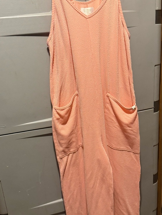 Simply Southern Pants - Simply Southern Peach Knit Sleeveless Jumpsuit with Pockets